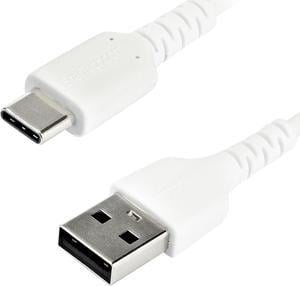StarTech.com RUSB2AC1MW 1m (3.28 ft.) USB A to USB C Cable - High Quality USB 2.0 Data Transfer & Charge Cable - Male to Male - Aramid Fiber - White (RUSB2AC1MW)