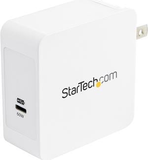 StarTech.com WCH1C 1 Port USB C Wall Charger - 60W Power Delivery - USB C Power Adapter for Laptop or Cell Phone (WCH1C)