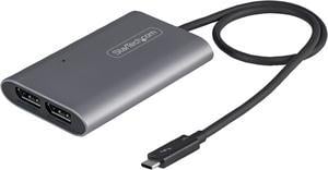 Thunderbolt 3 to Dual DisplayPort Adapter DP 1.4 - Dual 4K 60Hz or Single 8K/5K Thunderbolt 3 to DP Adapter - TB3 to 2x DisplayPort Monitor Video Display Adapter - Mac/Windows (TB32DP14)