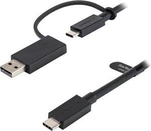 StarTech.com USBCCADP 3ft (1m) USB-C Cable with USB-A Adapter Dongle - Hybrid 2-in-1 USB C Cable w/ USB-A - USB-C to USB-C (10Gbps/100W PD), USB-A to USB-C (5Gbps) - Ideal for Hybrid Docking Station