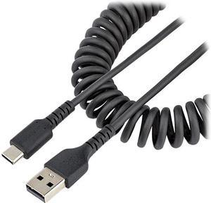 StarTech R2ACC-50C-USB-CABLE USB 20in (50cm) USB A to C Charging Cable, Coiled Heavy Duty USB 2.0 A to Type-C, Durable Fast Charge & Sync USB-C Cable, Black