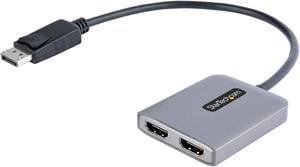 StarTech.com Displayport to Dual HDMI MST HUB - Dual HDMI 4K 60Hz - DisplayPort Multi Monitor Adapter with 1ft / 30cm cable MST14DP122HD