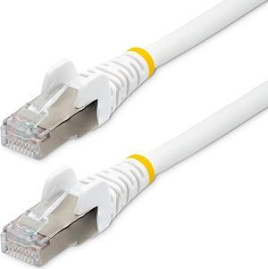 StarTech.com NLWH-10F-CAT6A-PATCH 10ft CAT6a Ethernet Cable - White - Low Smoke Zero Halogen (LSZH) - 10GbE 500MHz 100W PoE++ Snagless RJ-45 w/Strain Reliefs S/FTP Network Patch Cord