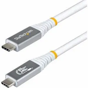 StarTech 1.5ft USB4 Cable 80Gbps, USB-IF Certified USB-C Cable, 240W, 8K 120Hz/4K 240Hz DP2.1, Thunderbolt 4 Compatible, White StarTech 1.5ft USB4 Cable 80Gbps, USB-IF Certified USB-C Cable, 240W, 8K 120Hz/4K 240Hz DP2.1, Thunderbolt 4 Compatible, White