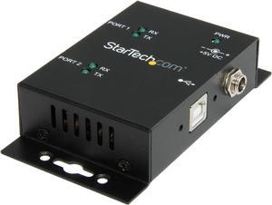 StarTech.com ICUSB2322I USB to Serial Adapter - 2 Port - Wall Mount - Din Rail Clips - Industrial - COM Port Retention - FTDI - DB9