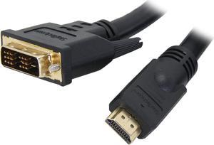 StarTech.com HDDVIMM25 25 ft. Black Connector A: 1 - HDMI (19 pin) Male Connector B: 1 - DVI-D (19 pin) Male HDMI to DVI-D Cable Male to Male