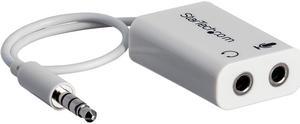 StarTech MUYHSMFFADW 3.5mm 4 Position to 2 x 3 Position 3.5mm Headset Splitter Adapter M/F - White Headphone Microphone Splitter - 4 pin / 4 pole