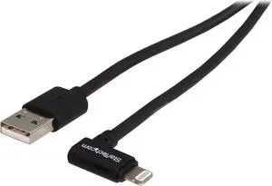 StarTech.com USBLT2MBR Black Angled Black Apple 8-pin Lightning Connector to USB Cable for iPhone / iPod / iPad