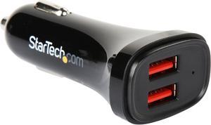 StarTech.com USB2PCARBKS Black Dual-Port USB Car Charger - 24W/4.8A