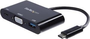 StarTech CDP2VGAUACP USB-C VGA Multiport Adapter - USB-A Port - with Power Delivery (USB PD) - USB C Adapter Converter - USB C Dongle