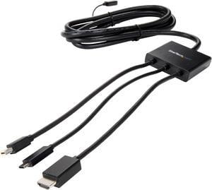StarTech CMDPHD2HD USB-C HDMI Cable Adapter - 6 ft. / 2m - 4K - Thunderbolt Compatible - HDMI / USB C / Mini DisplayPort to HDMI Cable