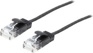 Coboc 5PKSLCAT6A-7BK 5-Pack Ultra Slim CAT6A up to 10 Gigabit UPT Snagless Network Ethernet Lan Cables - 5 Pack Patch Cord in Black - 7FT