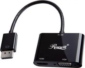Rosewill DP122HV-6-BK DisplayPort 1.2 to HDMI / VGA Adapter