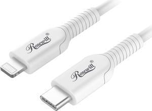 Rosewill iPhone Fast Charger Cable USBC to Lightning Cable MFi Certified for Apple iPhone iPad Pro AirPods Supports Power Delivery and 480Mbps Data Transfer Speed White 6 Feet  RCCC21005