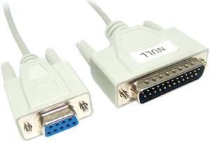 Micro Connectors Model M02-1156N 6 ft. Null Modem Cable DB9F to DB25M
