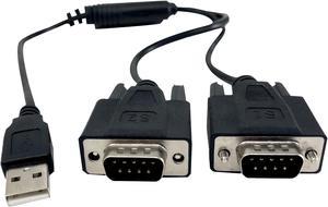 Micro Connectors USB 2.0 A-Male to Dual DB9-Male Serial Adapter (E07-162)