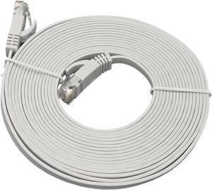 Micro Connectors 14 Feet Cat6 UTP RJ45 Flat Patch (30AWG) Cable (White) (E08-014FL-W)