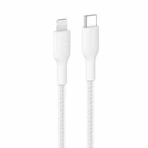 Belkin BoostCharge Pro USB-C Braided Cable with Lightning Connector - 3.3ft/1m - White - CAA022fq1MWH Belkin BoostCharge Pro USB-C Braided Cable with Lightning Connector - 3.3ft/1m - White - CAA022fq1MWH