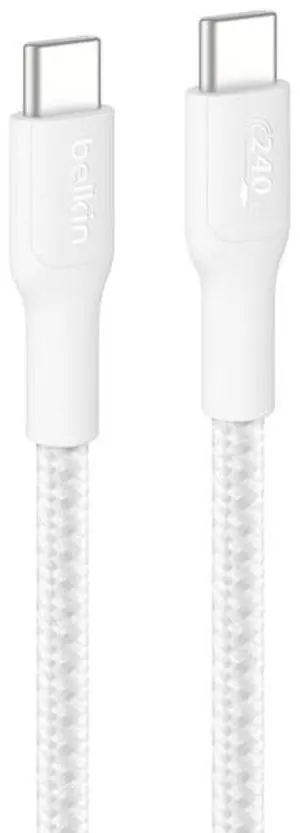 Belkin BoostCharge Pro USB-C Data Transfer Cable - 9.84 ft USB-C Data Transfer Cable - White - CAB025fq3MWH Belkin BoostCharge Pro USB-C Data Transfer Cable - 9.84 ft USB-C Data Transfer Cable - White - CAB025fq3MWH