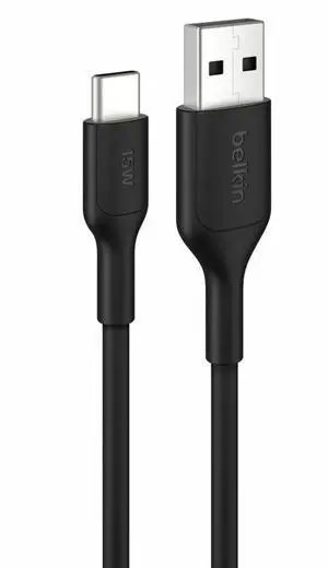 Belkin USB-A to USB-C Cable 15W - 3.3ft/1m - Black - CAB021FQ1MBK Belkin USB-A to USB-C Cable 15W - 3.3ft/1m - Black - CAB021FQ1MBK