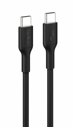 Belkin BoostCharge USB-C to USB-C Cable 60W - 3.3ft/1m - Black - CAB023FQ1MBK Belkin BoostCharge USB-C to USB-C Cable 60W - 3.3ft/1m - Black - CAB023FQ1MBK