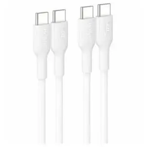 Belkin USB-C to USB-C Cable 60W - 3.3ft/1m - White - 2-pack - CAB023FQ1MWH2PK Belkin USB-C to USB-C Cable 60W - 3.3ft/1m - White - 2-pack - CAB023FQ1MWH2PK