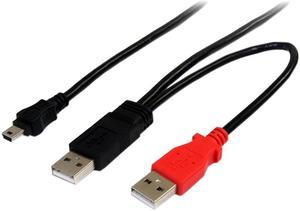 StarTech.com 3 ft USB Y Cable for External Hard Drive - USB A to mini B