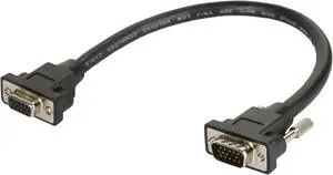 C2G 52093 Panel-Mount HD15 SXGA Male to SXGA Female Monitor Extension Cable, Black (1 Foot, 0.30 Meters)