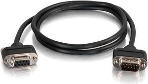 C2G 52158 Serial RS232 DB9 Cable with Low Profile Connectors M/F, In-Wall CMG-Rated, Black (10 Feet, 3.04 Meters)
