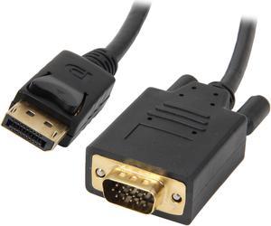 Nippon Labs DP-VGA-3 3 ft. Black DisplayPort to VGA DisplayPort to VGA 28 AWG Cable Male to Male - OEM