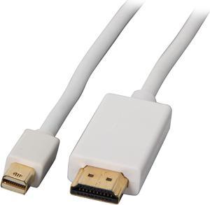 Nippon Labs MINIDP-HDMI-6 6 ft. Mini DP DisplayPort Male to HDMI Male Adapter Cable, White - OEM