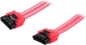 Nippon Labs SATA3L-1.5FT-RD 1.5 ft. SATA III Male to Male Latching Cable, UV Red - OEM