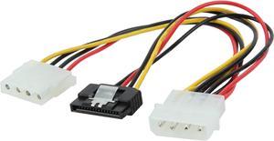 Nippon Labs SATA4PMF-Y4PMM 8 in. 4pin MOLEX Male to 15pin SATA II and 4pin MOLEX Female Power Cable - OEM