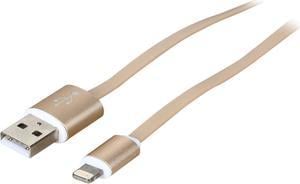 Nippon Labs USB-LI-6-GL Gold Aluminum MFI Lightning Flat Cable with Gold Connetors and Gold Cable