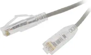 Nippon Labs 28 AWG Snagless Ultra Slim Cat6  Ethernet Patch Cable - Network Internet Cord - RJ45, Stranded, 550Mhz, UTP, - 5ft, Gray