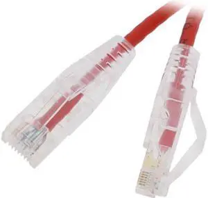 Nippon Labs SLCAT6-28-3RD 28 AWG Snagless Ultra Slim Cat6  Ethernet Patch Cable - Network Internet Cord - RJ45, Stranded, 550Mhz, UTP, - 3ft, Red
