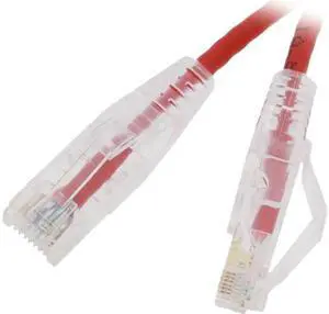 Nippon Labs 28 AWG Snagless Ultra Slim Cat6  Ethernet Patch Cable - Network Internet Cord - RJ45, Stranded, 550Mhz, UTP, - 25ft, Red