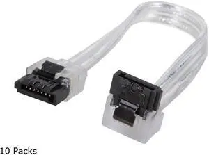 Nippon Labs SATA3L0.5FT-90/180SL-10P 6" SATA III Male to Male Latching Cable(Flat to Right Angle), Silver - 10 Packs