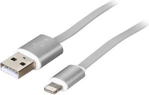 Nippon Labs USB-LI-6-SL-5P Silver Aluminum MFI Lightning Flat Cable with Silver Connectors and Silver Cable - 5 Packs