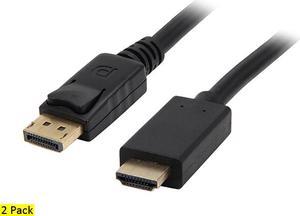 Nippon Labs DP-HDMI-15-2P 15 ft. DP DisplayPort to HDMI Converter Cable Supporting VR / 3D / 4K, Black - DP to HDMI Adapter - (M/M) - 2 Packs