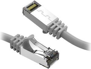 Nippon Labs Cat8 RJ45 10ft Ethernet Patch Internet Network LAN Cable, In/Outdoor, 26AWG, Shielded Latest 40Gbps 2000MHz, Weatherproof S/ftP -in Wall, Outdoor for Gaming/Router/Modem/PC/Switch (Gray)