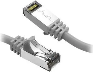 Nippon Labs Cat8 RJ45 5ft Ethernet Patch Internet Network LAN Cable, In/Outdoor, 26AWG, Shielded Latest 40Gbps 2000MHz, Weatherproof S/ftP -in Wall, Outdoor for Gaming/Router/Modem/PC/Switch (Gray)