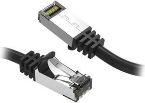 Nippon Labs Cat8 RJ45 5ft Ethernet Patch Internet Network LAN Cable, In/Outdoor, 26AWG, Shielded Latest 40Gbps 2000MHz, Weatherproof S/ftP -in Wall, Outdoor for Gaming/Router/Modem/PC/Switch (Black)