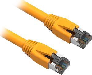 Nippon Labs Cat8 RJ45 5FT Ethernet Patch Internet Network LAN Cable, Indoor/Outdoor, 24AWG, Shielded Latest 40Gbps 2000Mhz, Weatherproof S/FTP for Router, PS4, PS5, Xbox, PoE, Switch, Modem (Yellow)