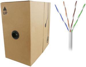 Nippon Labs 50CPE-5E-SD-1K-WH 1000 ft. Bare Copper 24AWG CMR UTP Cat5e Bulk Cable, 350MHz, Solid Wire - White