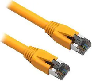 Nippon Labs Cat8 RJ45 2FT Ethernet Patch Internet Network LAN Cable, Indoor/Outdoor, 24AWG, Shielded Latest 40Gbps 2000Mhz, Weatherproof S/FTP for Router, PS4, PS5, Xbox, PoE, Switch, Modem (Yellow)