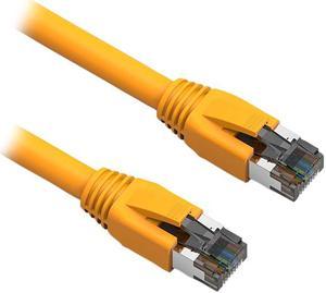 Nippon Labs Cat8 RJ45 0.5FT Ethernet Patch Internet Network LAN Cable, Indoor/Outdoor, 24AWG, Shielded Latest 40Gbps 2000Mhz, Weatherproof S/FTP for Router, PS4, PS5, Xbox, PoE, Switch, Modem (Yellow)