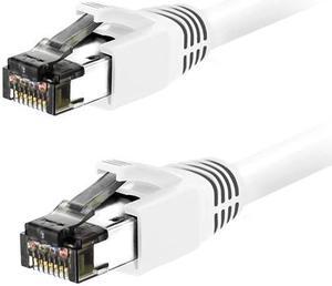 Nippon Labs Cat8 RJ45 0.5FT Ethernet Patch Internet Network LAN Cable, Indoor/Outdoor, 24AWG, Shielded Latest 40Gbps 2000Mhz, Weatherproof S/FTP for Router, PS4, PS5, Xbox, PoE, Switch, Modem (White)