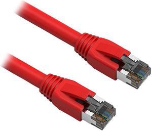 Nippon Labs Cat8 RJ45 1FT Ethernet Patch Internet Network LAN Cable, Indoor/Outdoor, 24AWG, Shielded Latest 40Gbps 2000Mhz, Weatherproof S/FTP for Router, PS4, PS5, Xbox, PoE, Switch, Modem (Red)
