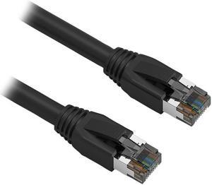 Nippon Labs Cat8 RJ45 1FT Ethernet Patch Internet Network LAN Cable, Indoor/Outdoor, 24AWG, Shielded Latest 40Gbps 2000Mhz, Weatherproof S/FTP for Router, PS4, PS5, Xbox, PoE, Switch, Modem (Black)
